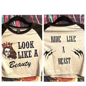 WOMENS CROP  ,TOP RIDE LIKE  SM , MED LG , XL